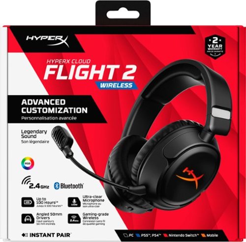 HyperX Cloud Flight 2 Wireless Gaming Headset for PC, PS5, PS4, Nintendo Switch, Mac, Mobile, and Bluetooth - Black BUY IN HONG KONG