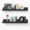 BOMEDA - 2 Pack 16 in Floating Picture Ledge Shelves, Wooden Wall Shelf for Books, Photos & Decor Display for Living Room - Black-Front_Standard