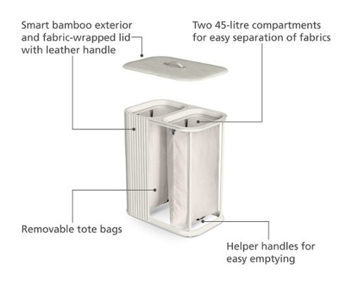 Joseph Joseph Tota Luxe 90 liter Bamboo Laundry Separation Hamper