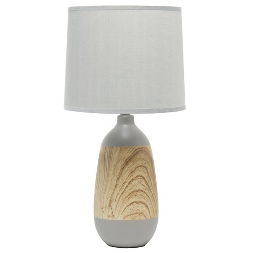 Simple Designs - Ceramic Oblong Table Lamp - Gray/light wood-Front_Standard 