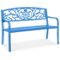 Best Choice Products - Outdoor Steel Bench Garden Patio Porch Furniture w/ Floral Design Backrest - Ocean Blue-Front_Standard