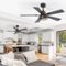 Breezary - 42-In Indoor Ceiling Fan with Light Kit, 5 Plywood Blades, 6-Speed DC Motor and Remote, Timer, Memory Function(1/2 Pack) - Matte Black (2 Pack)-Front_Standard