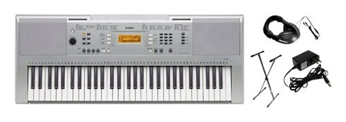 Yamaha - YPT-340 Keyboard with 61 Touch-Sensitive Keys - Silver-Front_Standard 