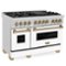 ZLINE - Autograph 48 in. Legacy Dual Fuel Range in Satin Steel w/ White & Bronze Accents (RASZ-WM-48-CB) - Stainless Steel-Front_Standard