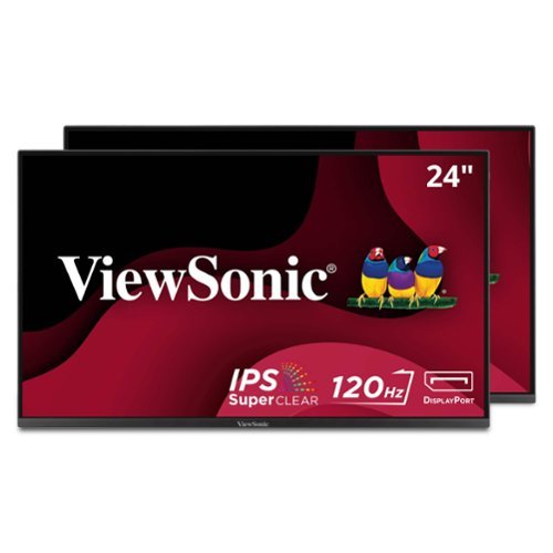 ViewSonic - VA2456A-MHD_H2 Dual Monitor Pack Head-Only 1080p IPS Frameless Monitors with 120Hz, VESA Mountable, HDMI, DP - Black-Front_Standard 