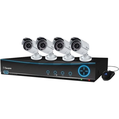  Swann - 4-Channel, 4-Camera Outdoor Wired 500GB DVR Surveillance System - Black