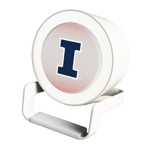 Keyscaper - Illinois Fighting Illini Linen Print Nightlight Charger & Bluetooth Speaker - White-Front_Standard 