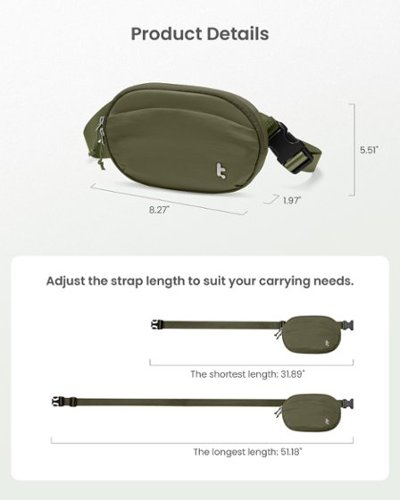 tomtoc SlingBean-T32 1.5L Sling Bag with RFID Blocking, Belt Bag Fanny Pack Waist Bag Crossbody Bag for Travel, Everyday - Green HOW TO BUY