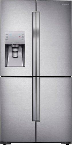  Samsung - 23 cu. ft. Counter Depth 4-Door with Cool Select Plus Fingerprint Resistant Refrigerator - Stainless Steel