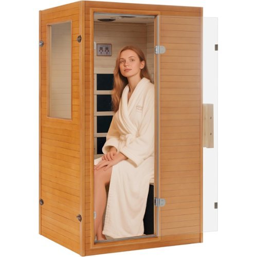 Essen Blissed - Infrared Home Sauna,Canadian Hemlock Wooden Indoor Sauna Room with LCD Control Panel, Bluetooth Speakers - Natural-Front_Standard 