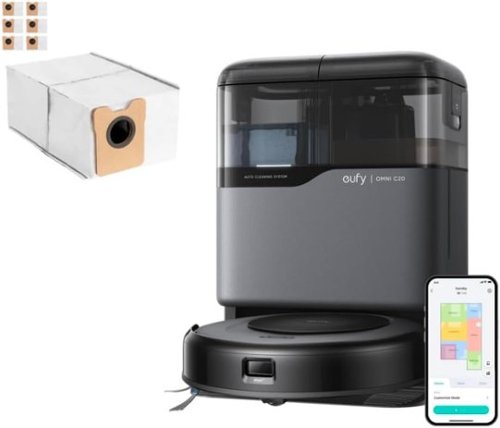 eufy - Robot Vacuum Omni C20, Robot Vacuum and Mop Combo + Official Accessories, 6-Pack Large Capacity Dust Bags - Black-Front_Standard 