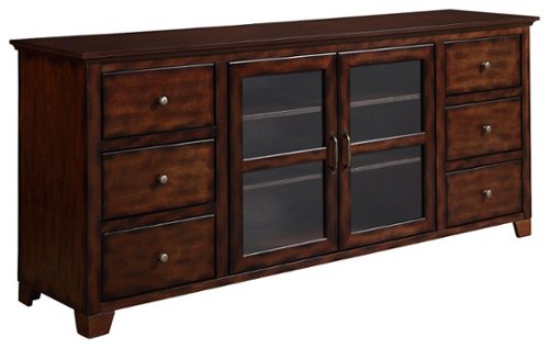  Walker Edison - Deluxe Wood TV Stand for Most Flat-Panel TVs Up to 70&quot; - Brown