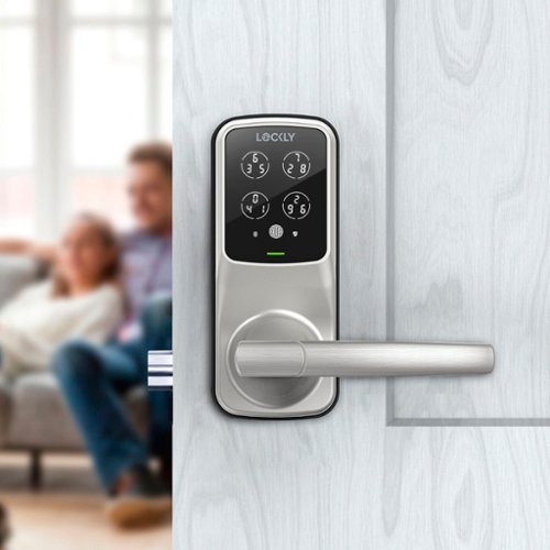 Lockly Model 6S Latch Lever Smart Lock with Touchscreen/Key Access/Auto Lock/ App Control - Satin Nickel BUY IN SINGAPORE