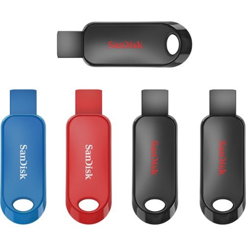 SanDisk - Cruzer Snap 32GB USB 2.0 Type-A Flash Drive (5-Pack) - Black, Red, And Blue-Front_Standard 