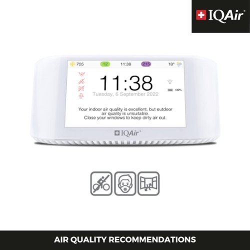 IQAir AirVisual Pro Air Quality Monitor for PM2.5, CO2, AQI, Temperature, and Humidity - white GLOBAL SHIPPING