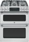 GE - Cafe 6.7 Cu. Ft. Self-Cleaning Freestanding Double Oven Gas Convection Range - Stainless steel-Front_Standard 