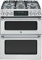 GE - Cafe 6.7 Cu. Ft. Self-Cleaning Freestanding Double Oven Gas Convection Range - Stainless steel-Front_Standard