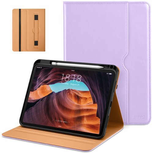 DTTO - Case for iPad 11th Gen 11" 2025 (A16) & 10th Gen 10.9" 2022, Leather Folio Cover with Pencil Holder & Auto Wake/Sleep - Lavender-Front_Standard 
