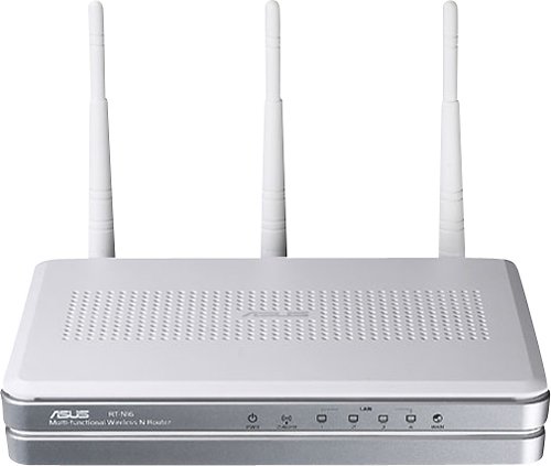  ASUS - Wireless-N Router with Print Server - White