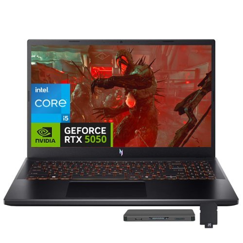 Acer - Upgraded - Nitro V 15.6" FHD 165Hz Gaming Laptop,Intel i5-13420H,16GB RAM,1TB SSD+1TB Dock Set, GeForce RTX 5050,Win 11 - Black-Front_Standard 