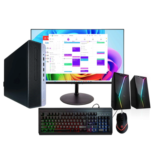 HP - Refurbished Excellent - ProDesk 600G4 Desktop Computer-Intel i5-AMD Radeon RX 550-16GB DDR4 RAM- 1TB SSD-24" LCD-Kybd & Mouse-Spkr-Win 11 Pro - Black-Front_Standard 