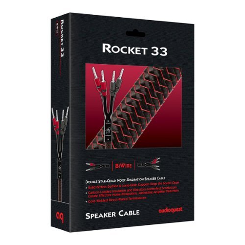 AudioQuest Rocket 33 Single BiWire 16' Analog Speaker Cable w/ SureGrip 300 Connectors with Banana to Banana Connectors - Red on Black WORLDWIDE DELIVERY