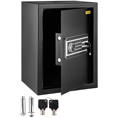 VEVOR - Safe Box, 2.1 CU.FT Fingerprint Safe Box for Money with 2 Keys & Digital Keypad, Q235 Steel Safe Box for Storing Cash - Black-Front_Standard 