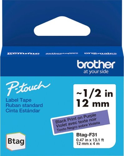 Brother - P-touch Btag BTAGF31 Black on Purple Label Tape, 1/2" x 13.1' (12mm x 4m)