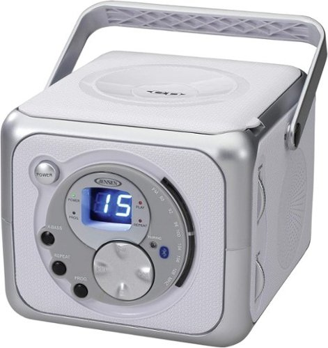 Jensen - CD-555 White/ CD Bluetooth Boombox Portable Bluetooth Music System - Silver-Front_Standard 