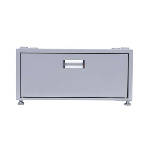 Equator - 24in Laundry Pedestal 11in tall + Rollout Storage Drawer Adjustable feet - Silver-Front_Standard 