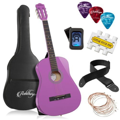 Ashthorpe - Beginner Acoustic Guitar Package - Starter Kit - Purple-Front_Standard 