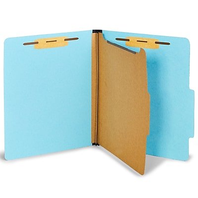 Staples - Recycled Pressboard Classification Folder, 1-Dividers, 1 3/4" Expansion, Letter Size, 20/Box - Light Blue