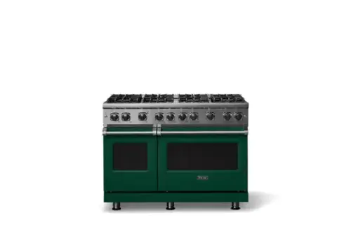 Front. Viking - 6.1 Cu. Ft. Professional 5 Series Freestanding Double Oven Liquid Propane Gas Convection 8 Burner Range - Ivy.