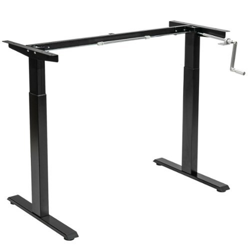Costway - Hand Crank Sit to Stand Desk Frame Height Adjustable Standing Base - Black-Front_Standard 