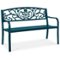Best Choice Products - Outdoor Steel Bench Garden Patio Porch Furniture w/ Floral Design Backrest - Peacock Blue-Front_Standard