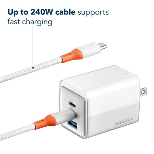 Insignia™ 65W Wall Charger with 6 ft. USB-C Cable for Smartphones, Tablets, Laptops, and More - White WHERE TO BUY
