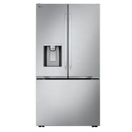 Front. LG - 36-in Wide 23.7 Cu. Ft. French Door Counter-Depth MAX Smart Refrigerator with Zero Clearance Hinge System and Thin Door - PrintProof Stainless Steel.