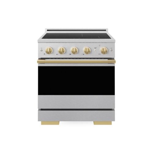 ZLINE - Autograph 30 in. 4.2 cu. ft. Marino Freestanding Induction Range with 4 Burners in Satin Steel with Gold Accents - Satin Stainless Steel