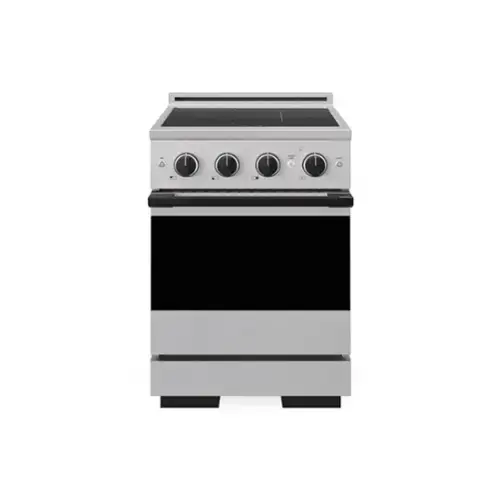 Front. ZLINE - Autograph 24 in. 3.2 cu. ft. Marino Freestanding Induction Range with 3 Burners and Convection Oven w/ Black Accents - Stainless Steel.