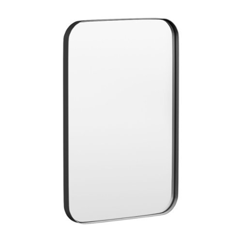 LOVMOR - 20 in. W x 30 in. H Tempered Glass Rounded Rectangle Framed Wall-Mounted Bathroom Vanity Mirror in Black - Black