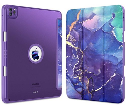 DTTO - Case​ for iPad Air 13" (M2/M3) and iPad Pro 12.9" (3rd/4th/5th/6th Gen) ,Smooth Matte Back,TPU Shockproof Frame - Royal Marble-Front_Standard 