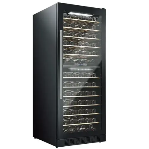 Front. KingChii - 141-Bottle Dual Zone Wine Cooler Refrigerator with Professional Compressor Cooling - Black.