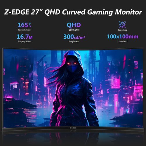 Z Z Edge 27 inch 2K QHD 2560 x 1440 165Hz 1ms (MPRT) Curved Gaming