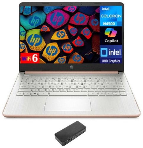 HP - 14 Laptop 14.0 HD (Intel Celeron N4500, 16GB DDR4, 512GB PCIe SSD, Intel UHD, Win 11 Pro) - Pale Rose Gold Natural Silver-Front_Standard 