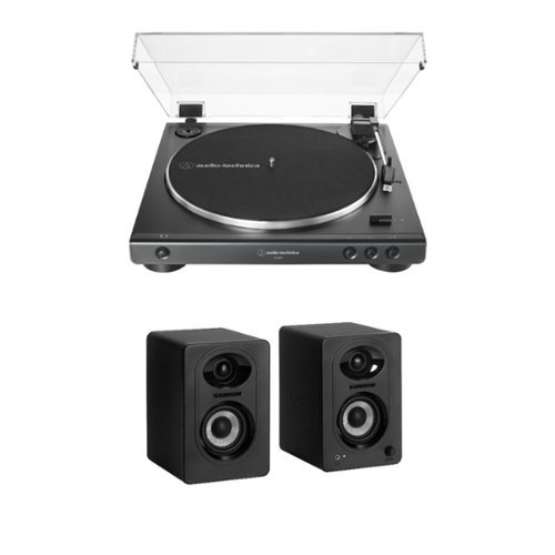Audio-Technica - ATLP60X Turntable (Black) Bundle with Bluetooth Monitors - Pair-Front_Standard 