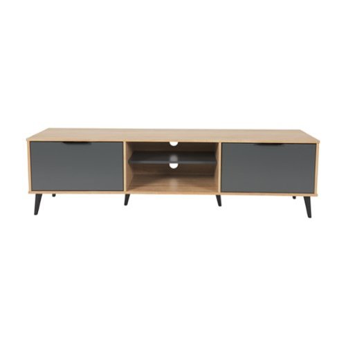 CorLiving - Cole Collection TV Stand with Cabinets for Most TVs up to 85" - Light Wood-Front_Standard 