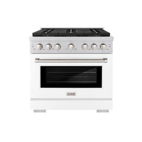 ZLINE - 36 in. Paramount Gas Range with 6 Burner DuoPro Cooktop and Gas Oven with White Matte Door (PSGR-WM-36) - Stainless Steel with White Matte Door