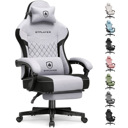 GTPlayer - Gaming Chair Fabric Computer Office Chair with Linkage Armrests High Back Desk Chair - BlackGray-Front_Standard 