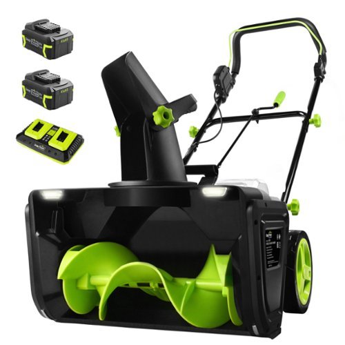 SnapFresh - 40V Cordless Electric Snow Blower 20 Inch with Dual 5.0Ah Batteries and Fast Charger - Green-Front_Standard 