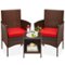 Best Choice Products - 3-Piece Outdoor Wicker Conversation Patio Bistro Set, w/ 2 Chairs, Table - Brown/Red-Front_Standard